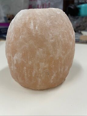 Pink Himalayan salt stone tea-light candle holder